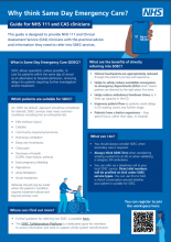 Why think Same Day Emergency Care:? Guide for NHS 111 and CAS clinicians